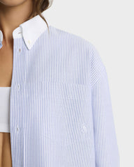 SRC Oversized Oxford Shirt - Navy Stripe Sporty & Rich Online