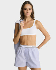 Serif Logo Oxford Boxer - Navy Stripe Sporty & Rich Discount