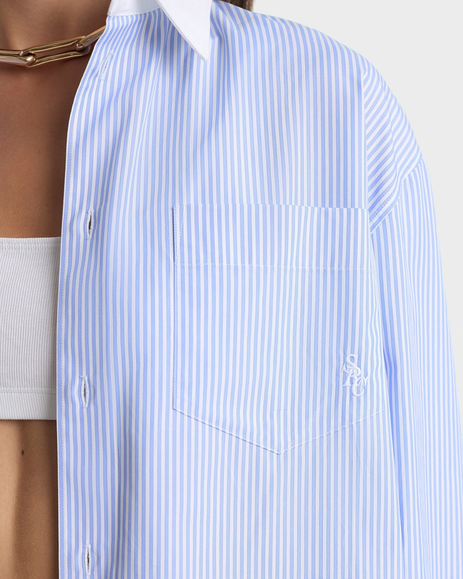 SRC Oversized Shirt - Blue Stripe Sporty & Rich For Sale