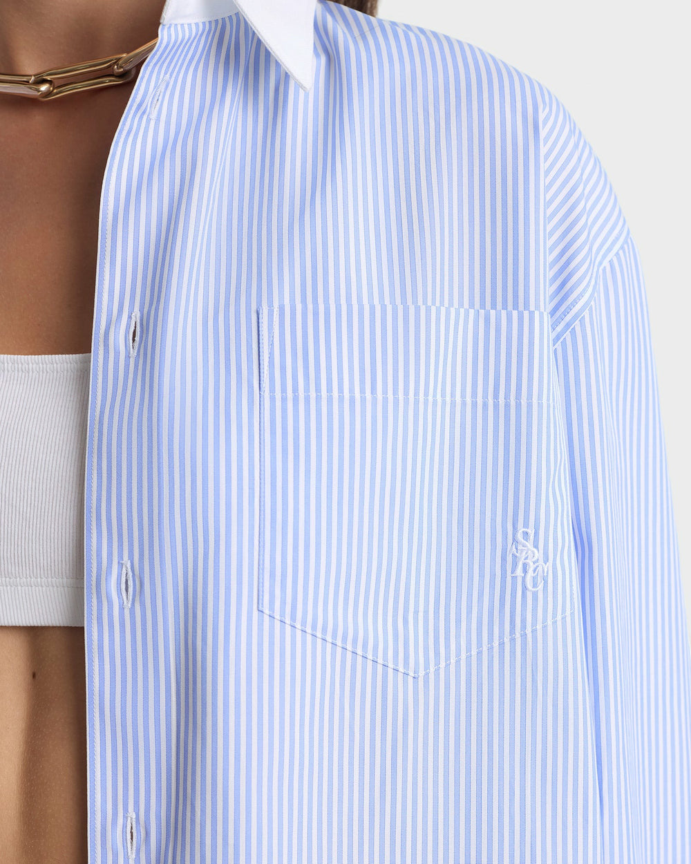 SRC Oversized Shirt - Blue Stripe Sporty & Rich For Sale