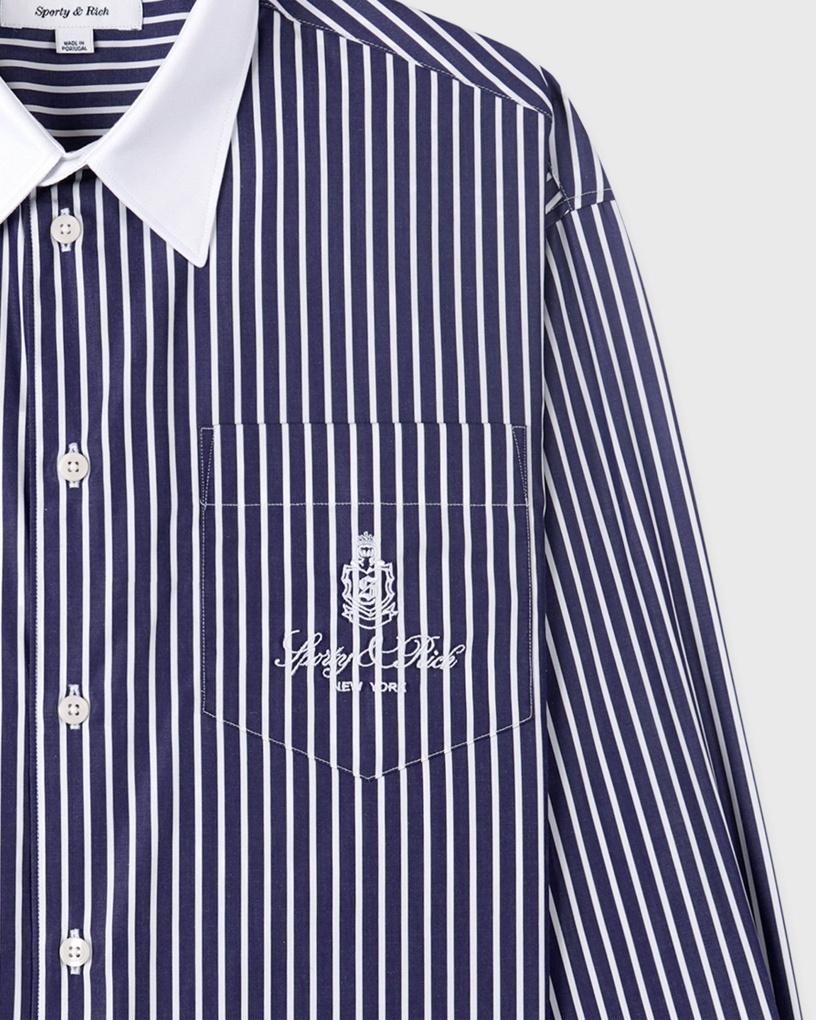 Vendome Oversized Shirt - Blue Striped Sporty & Rich US