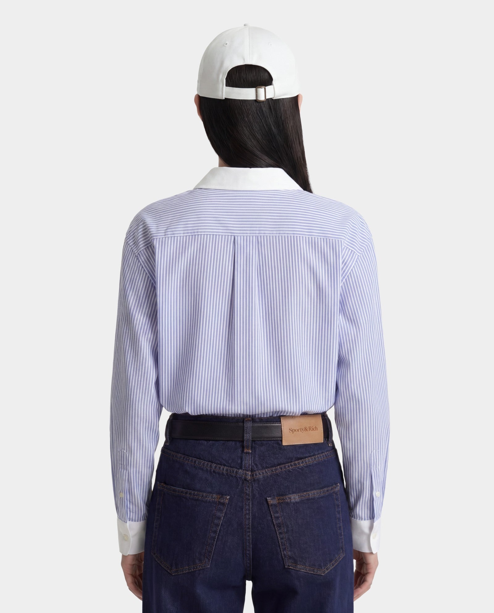 SRC Oversized Shirt - Blue Striped Sporty & Rich Sale