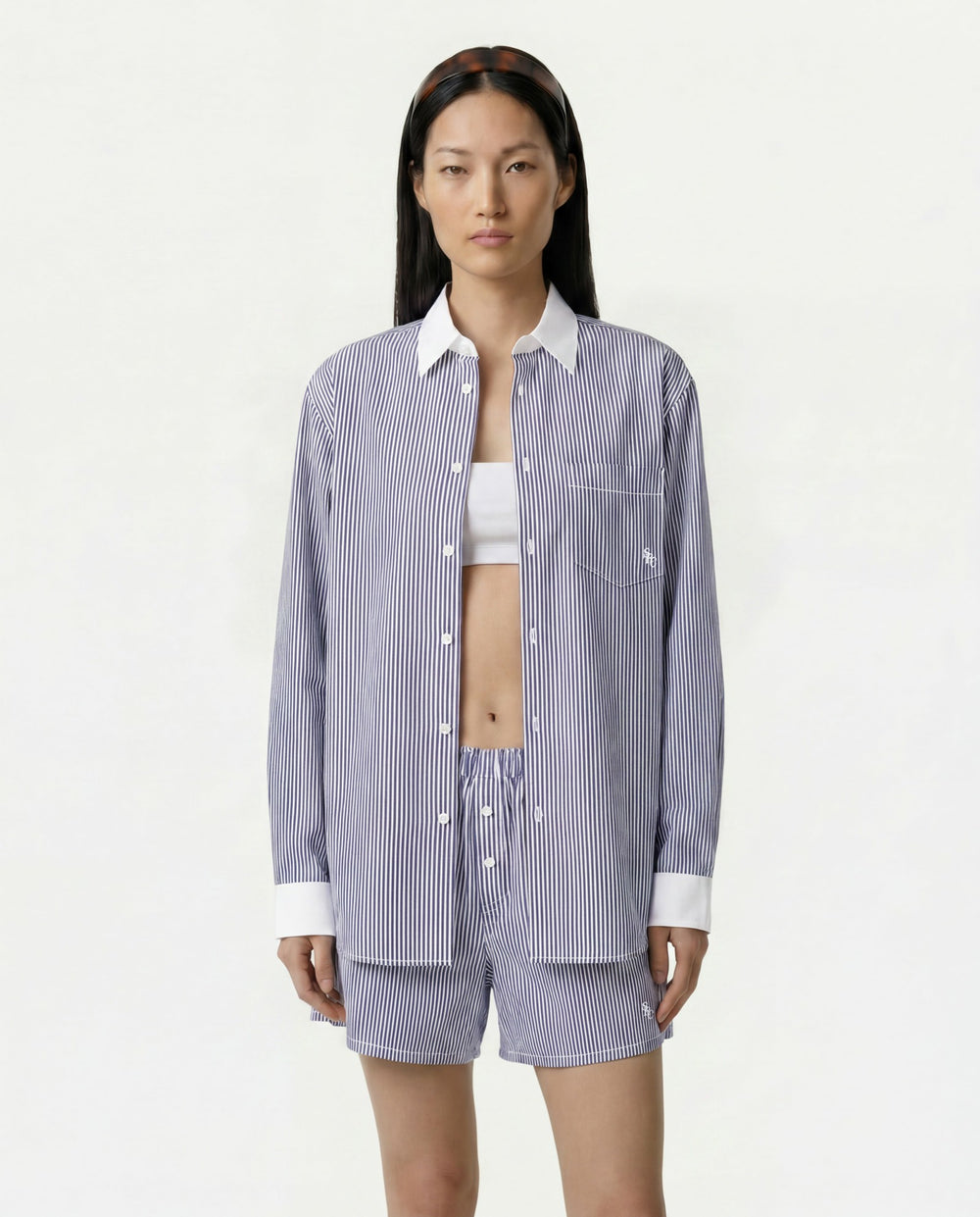 SRC Oversized Shirt - Navy Stripe Sporty & Rich Discount