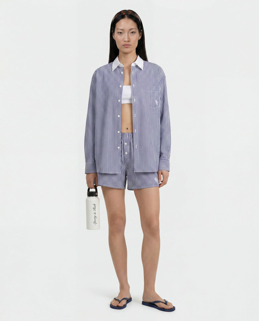 SRC Oversized Shirt - Navy Stripe Sporty & Rich Discount
