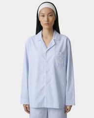 NY Crest Pyjama Shirt - Blue Striped Sporty & Rich Outlet