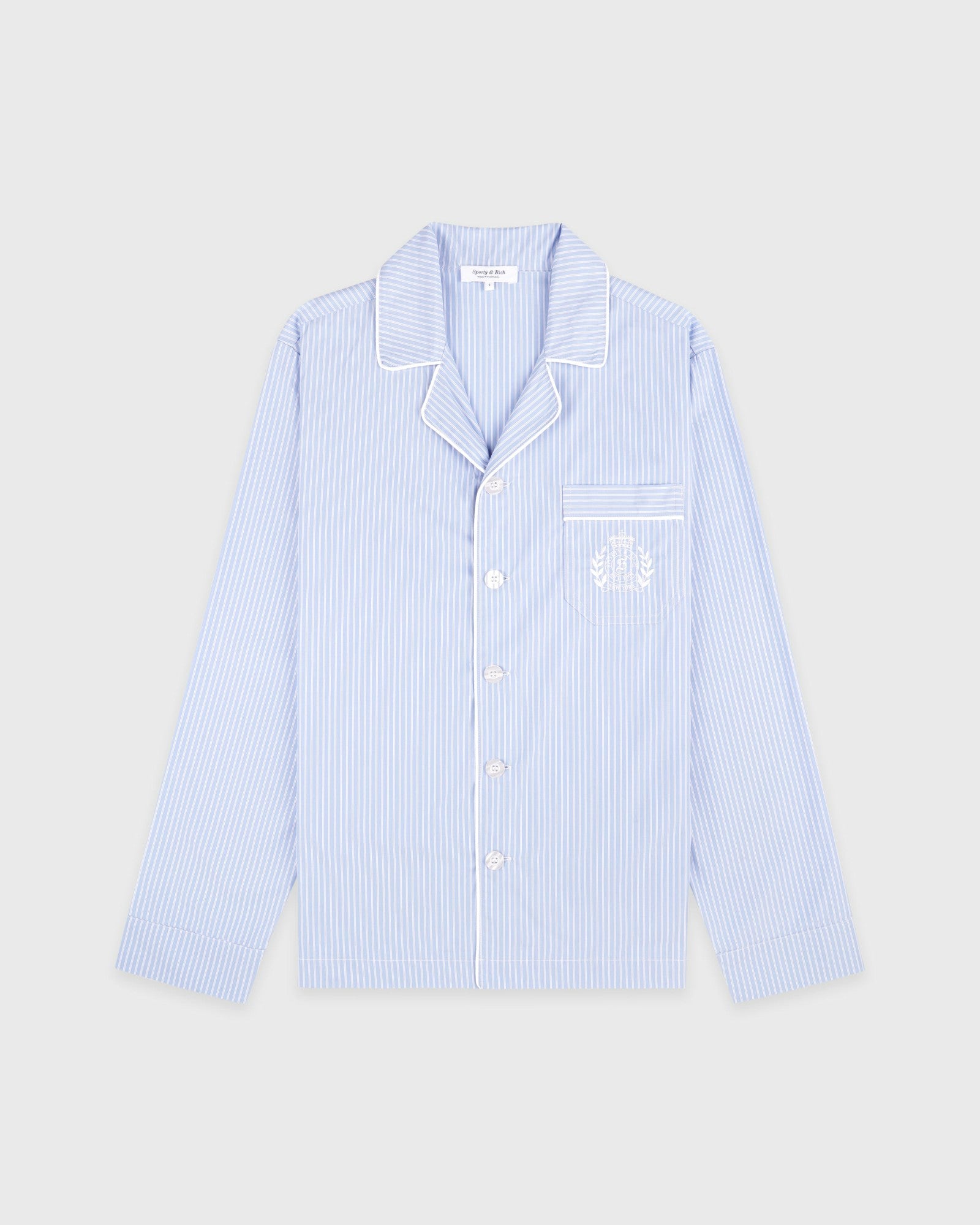 NY Crest Pyjama Shirt - Blue Striped Sporty & Rich Outlet
