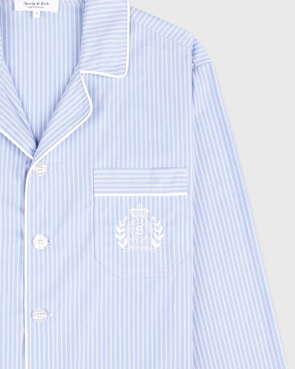 NY Crest Pyjama Shirt - Blue Striped Sporty & Rich Outlet