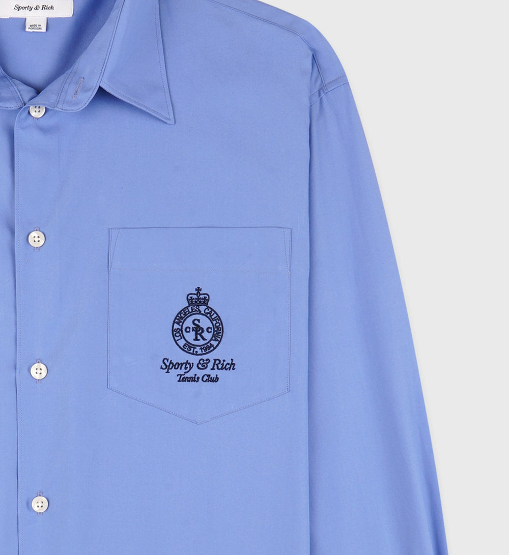 Crown Tennis Oversized Shirt - Flax blue Sporty & Rich Online