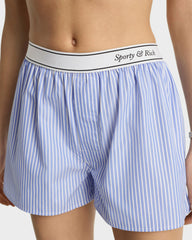 Italic Logo Boxer Short - Light Blue Striped Sporty & Rich Discount