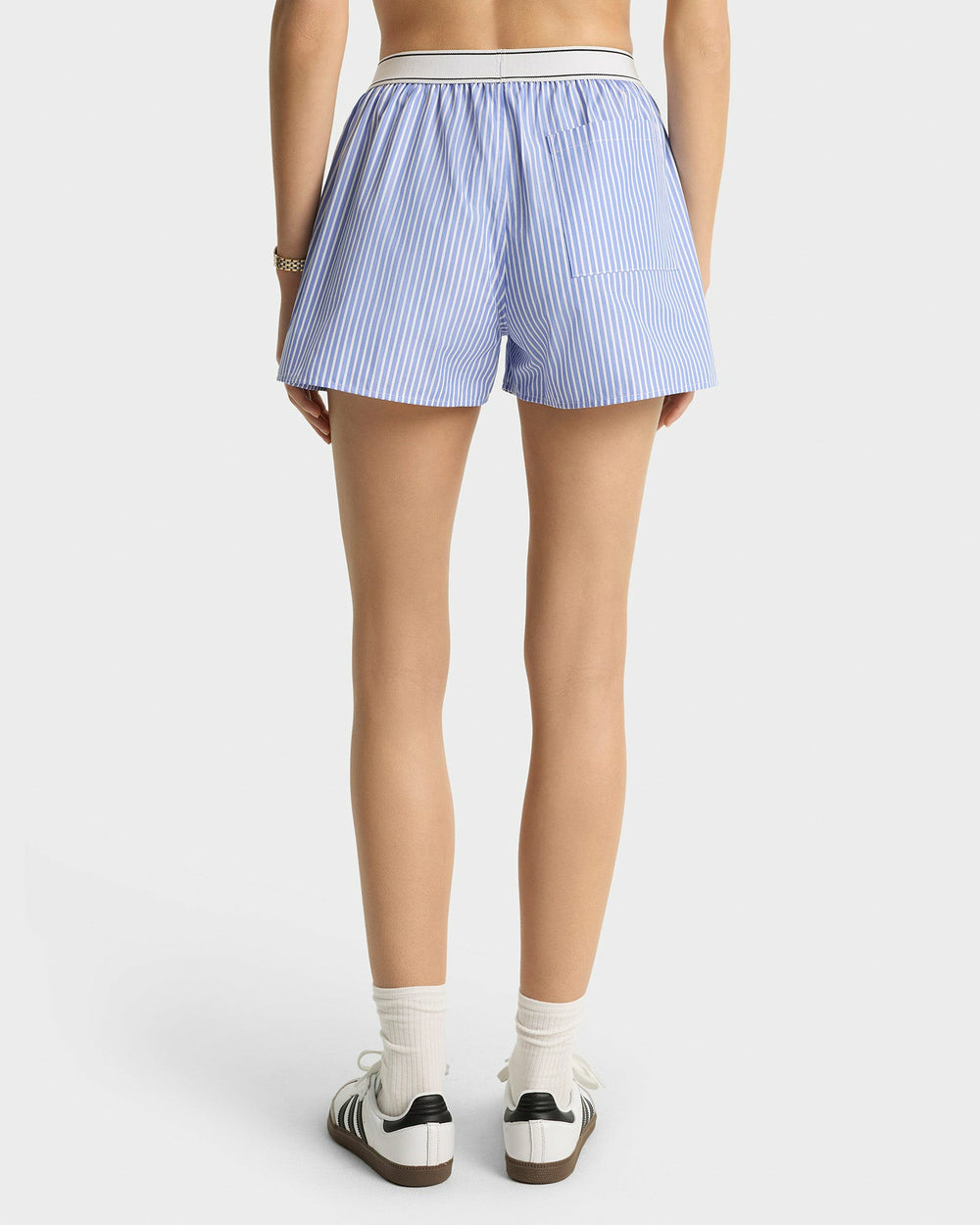Italic Logo Boxer Short - Light Blue Striped Sporty & Rich Discount