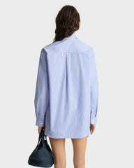 Crown Tennis Oversized Shirt - Light Blue Striped Sporty & Rich For Sale