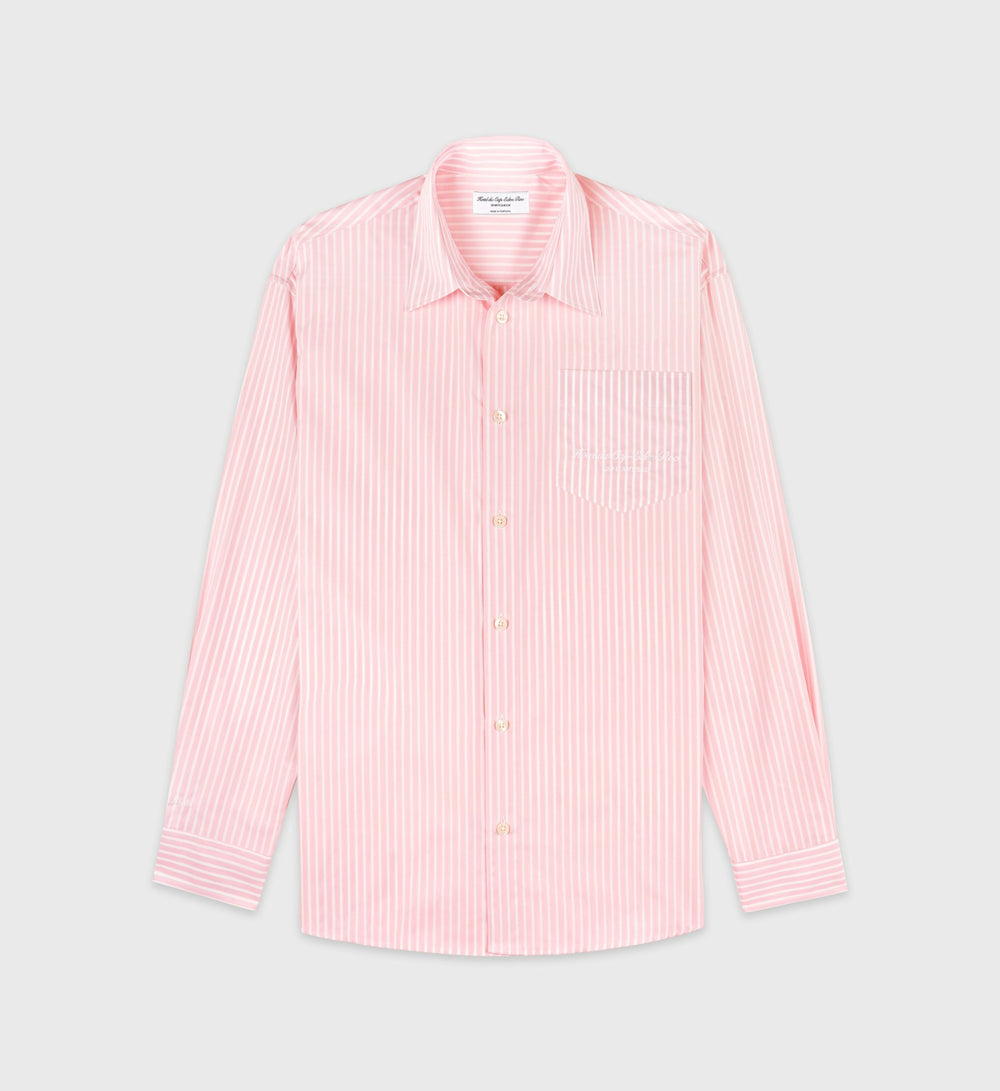 Eden Script Oversized Shirt - Pink/White Thin Stripe Sporty & Rich Outlet