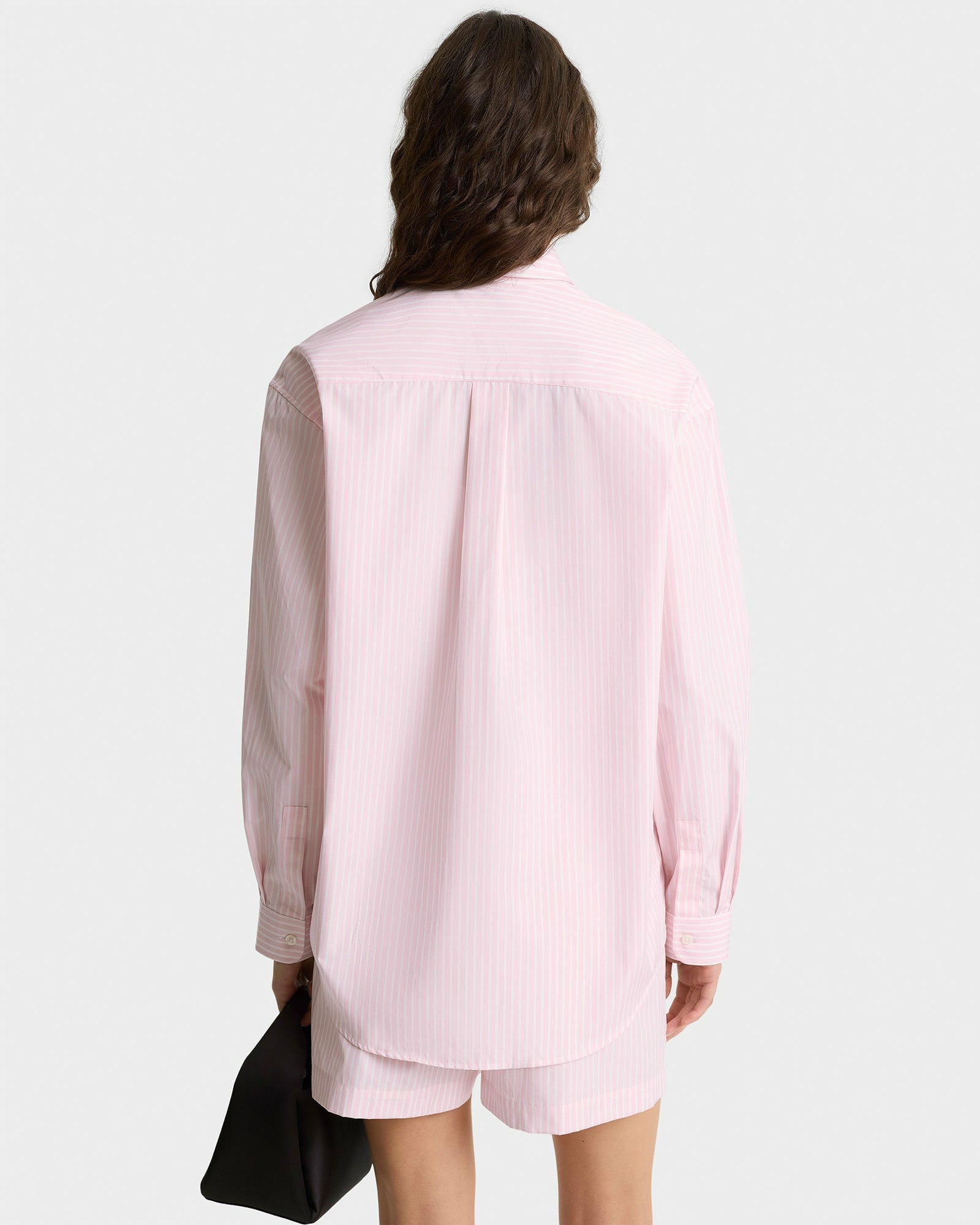 Eden Script Oversized Shirt - Pink/White Thin Stripe Sporty & Rich Outlet