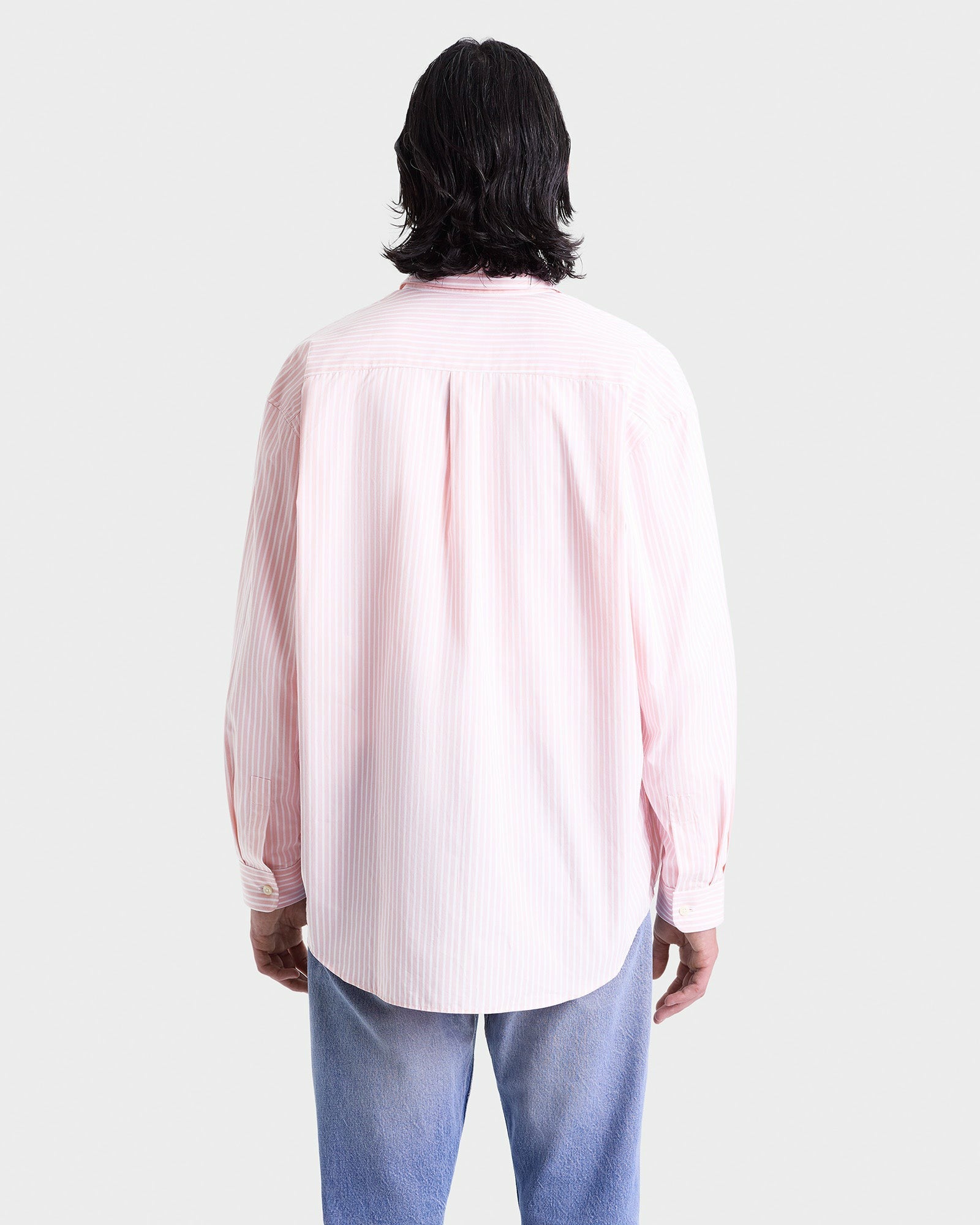 Eden Script Oversized Shirt - Pink/White Thin Stripe Sporty & Rich Outlet