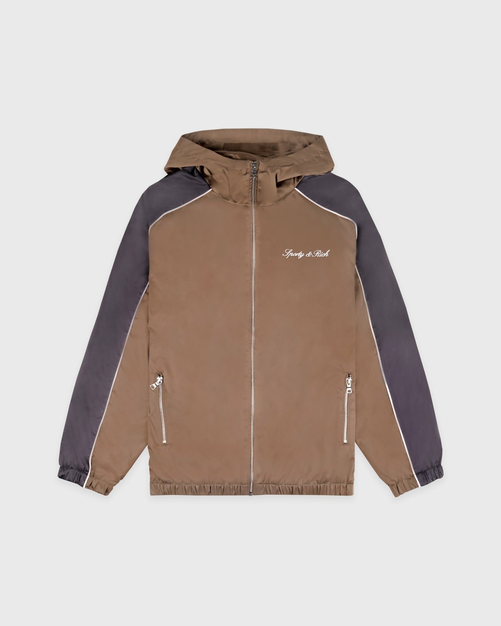 Serif Logo Gym Jacket - Sand/Carbon/White Sporty & Rich Outlet