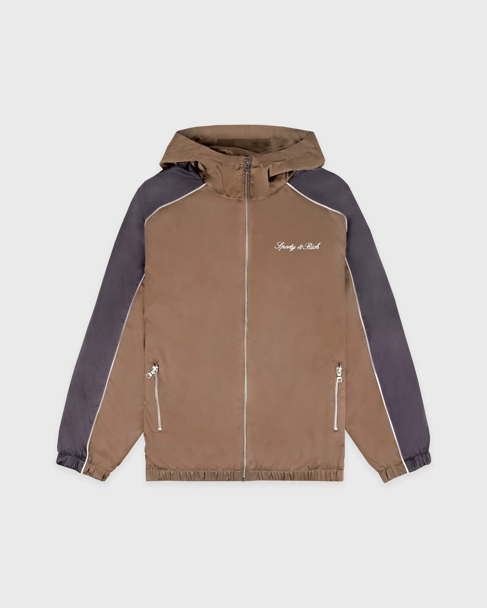 Serif Logo Gym Jacket - Sand/Carbon/White Sporty & Rich Outlet