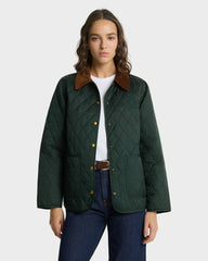 NY Crest Nylon Quilted Jacket - Forest/Tan Sporty & Rich US