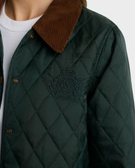 NY Crest Nylon Quilted Jacket - Forest/Tan Sporty & Rich US