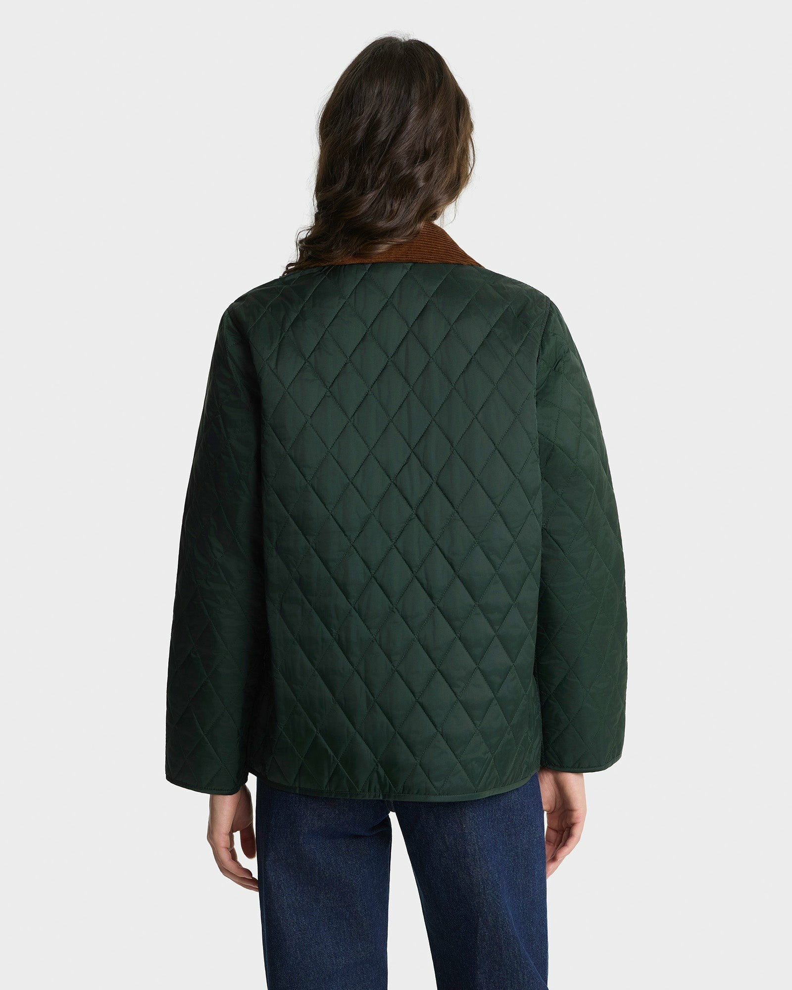 NY Crest Nylon Quilted Jacket - Forest/Tan Sporty & Rich US
