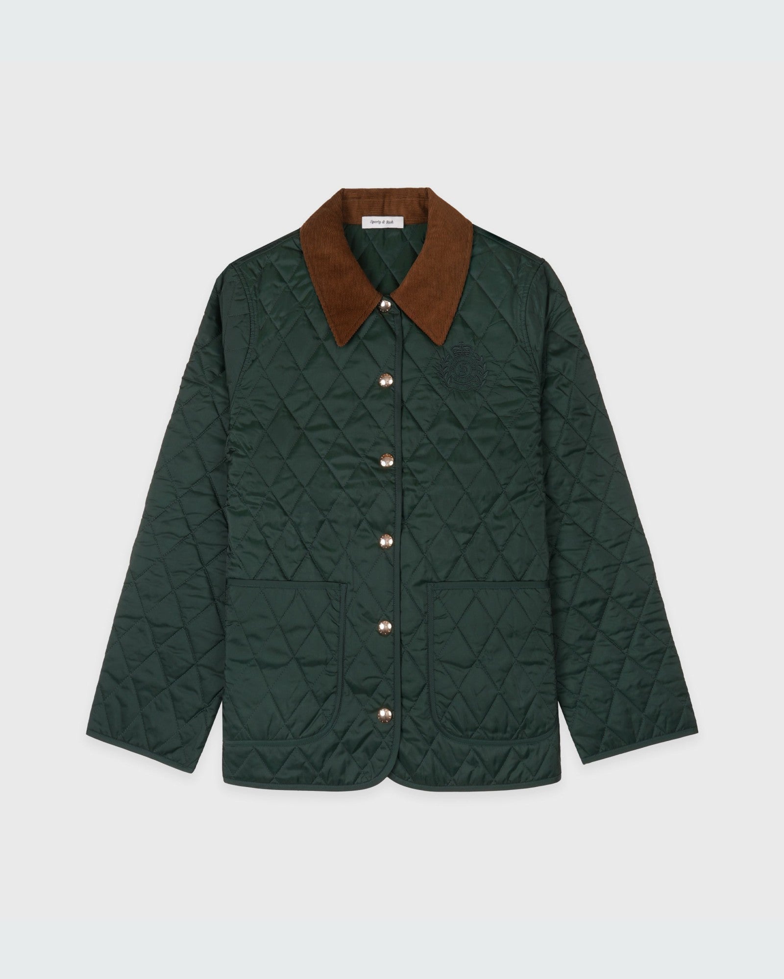 NY Crest Nylon Quilted Jacket - Forest/Tan Sporty & Rich US