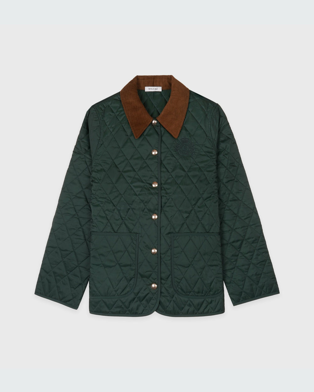 NY Crest Nylon Quilted Jacket - Forest/Tan Sporty & Rich US