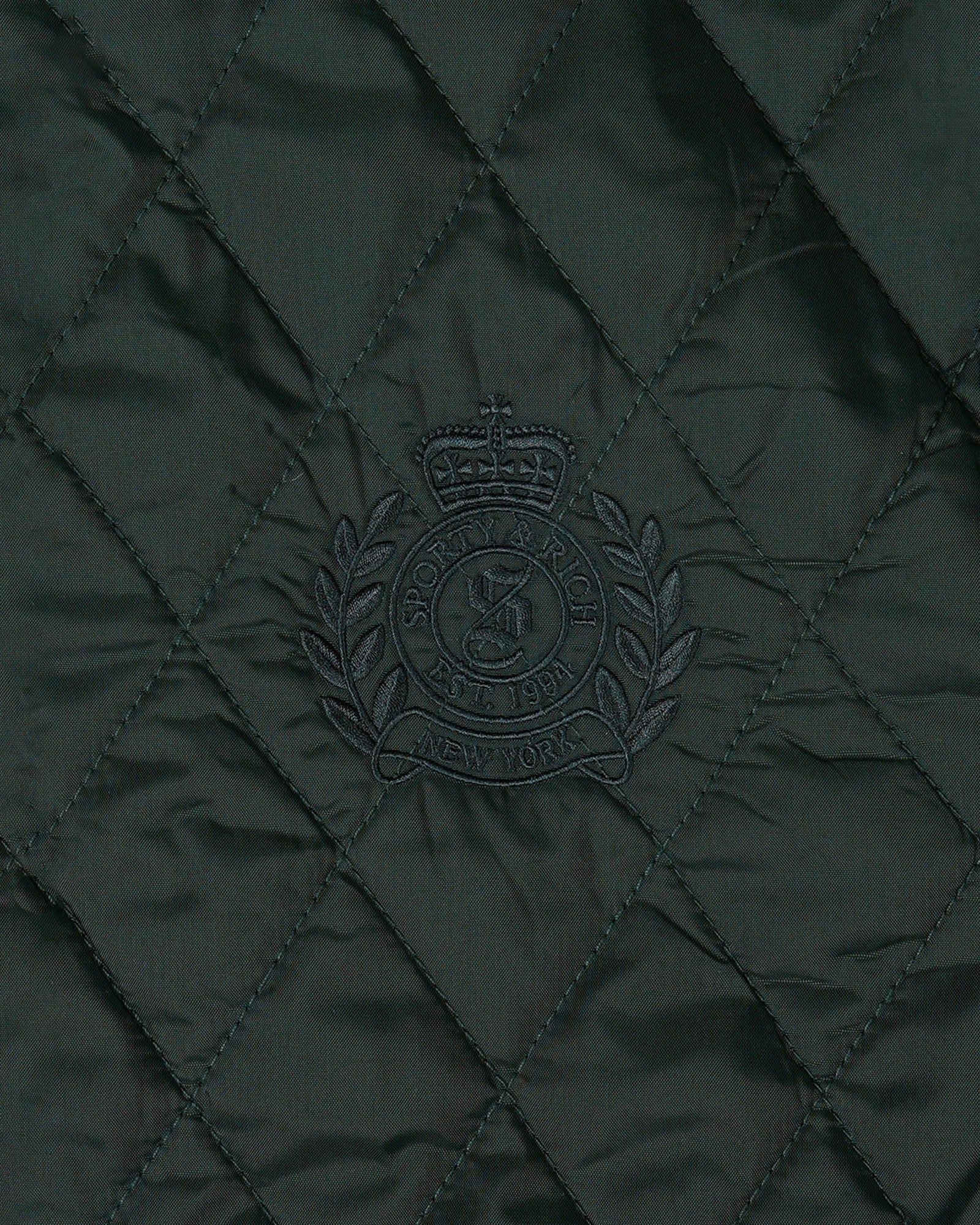NY Crest Nylon Quilted Jacket - Forest/Tan Sporty & Rich US