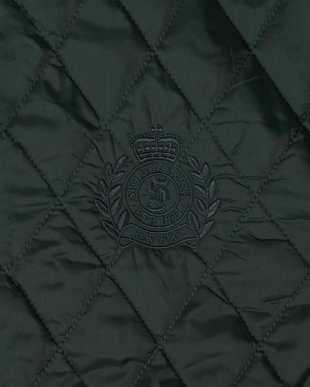 NY Crest Nylon Quilted Jacket - Forest/Tan Sporty & Rich US