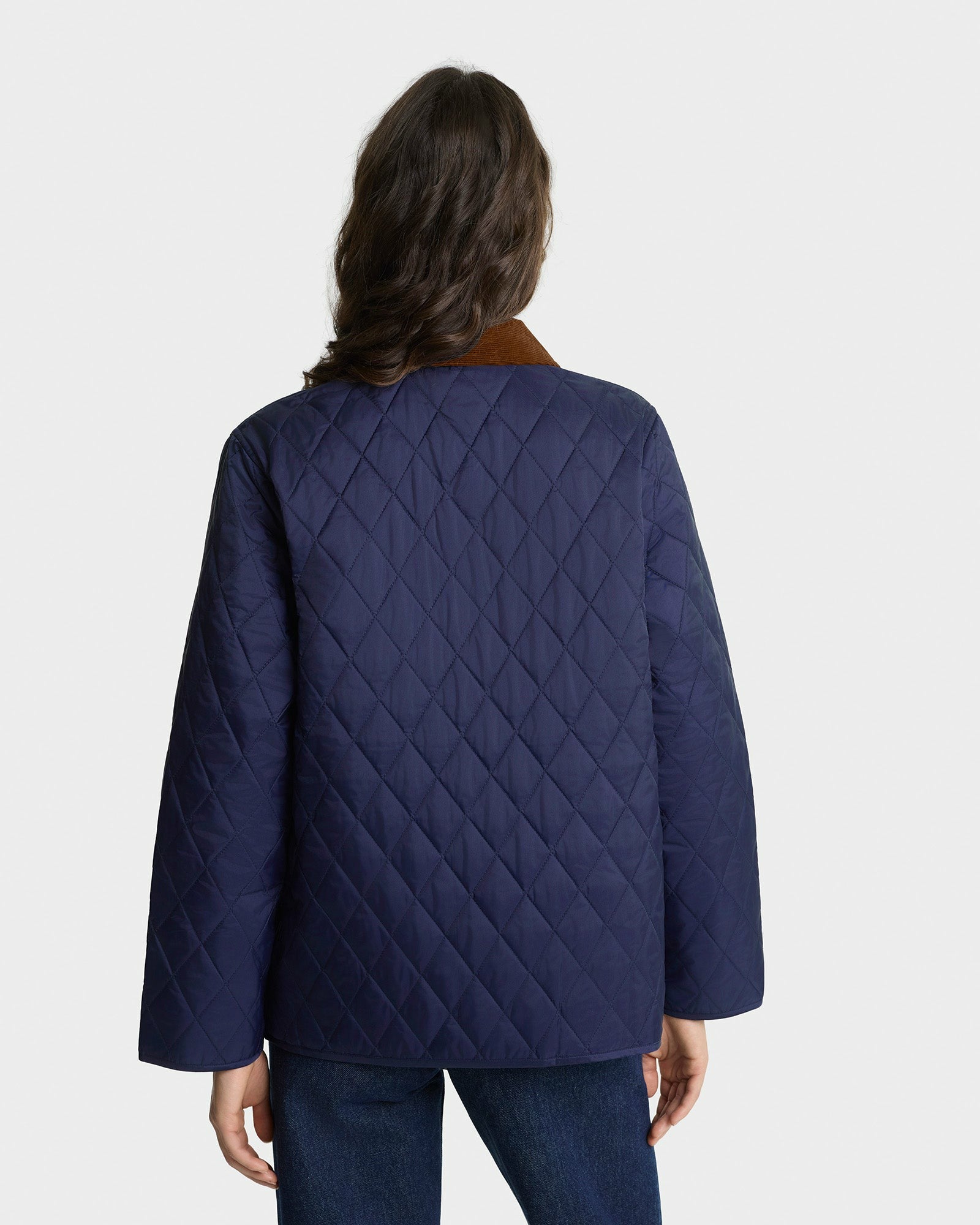 NY Crest Nylon Quilted Jacket - Navy/Tan Sporty & Rich Sale