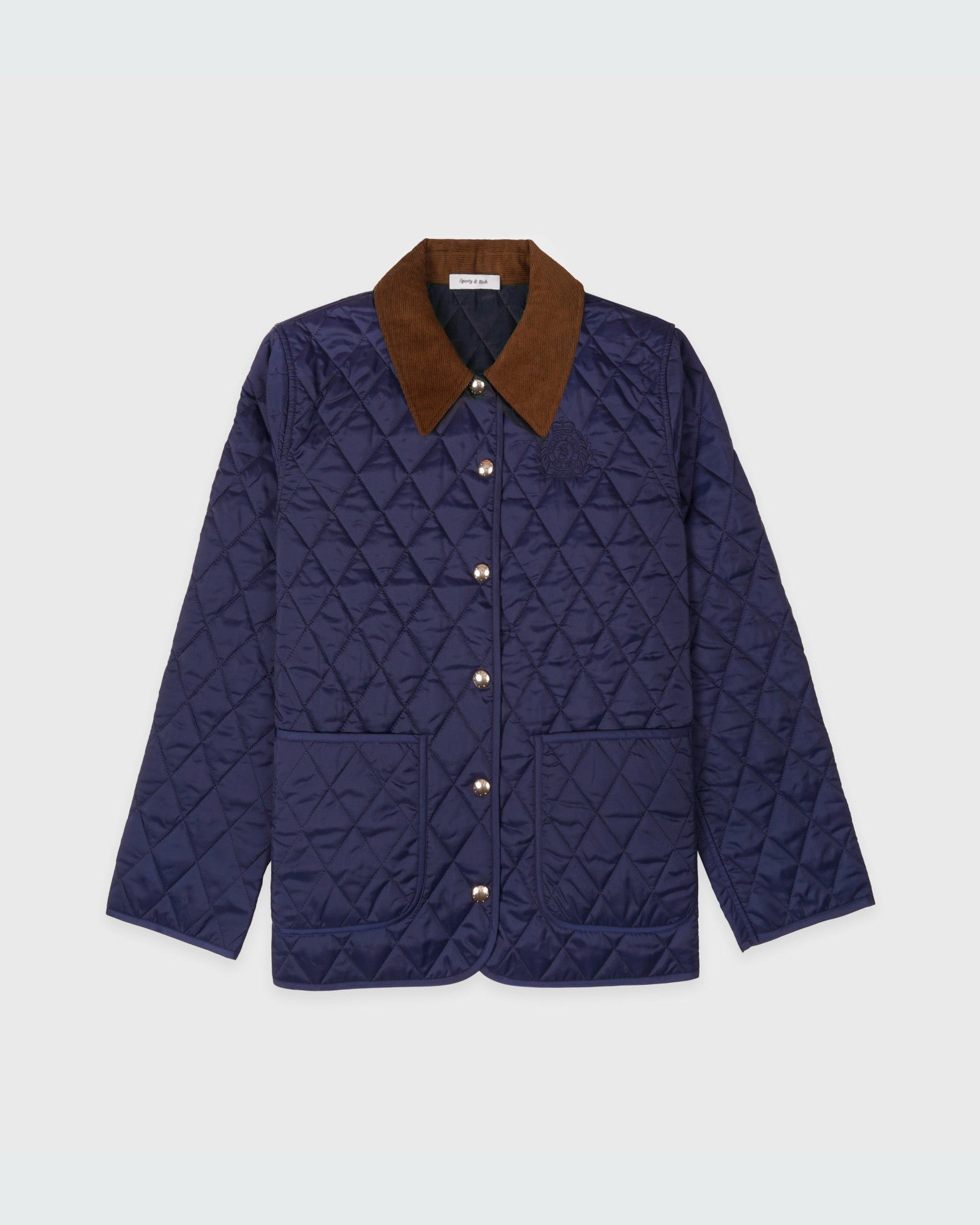 NY Crest Nylon Quilted Jacket - Navy/Tan Sporty & Rich Sale
