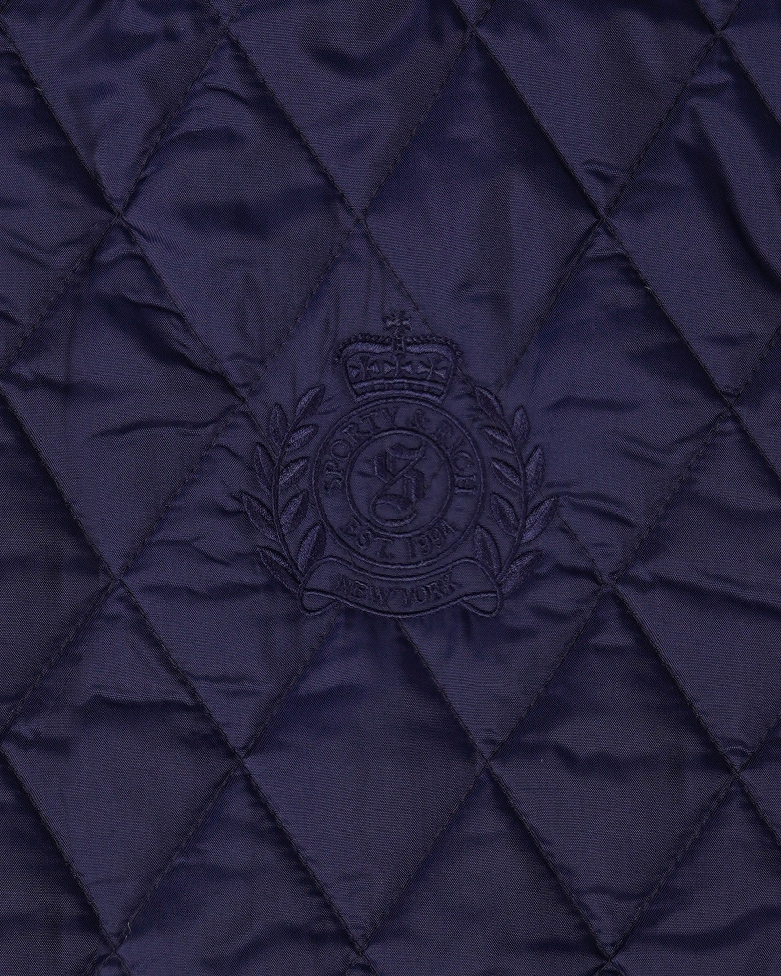 NY Crest Nylon Quilted Jacket - Navy/Tan Sporty & Rich Sale