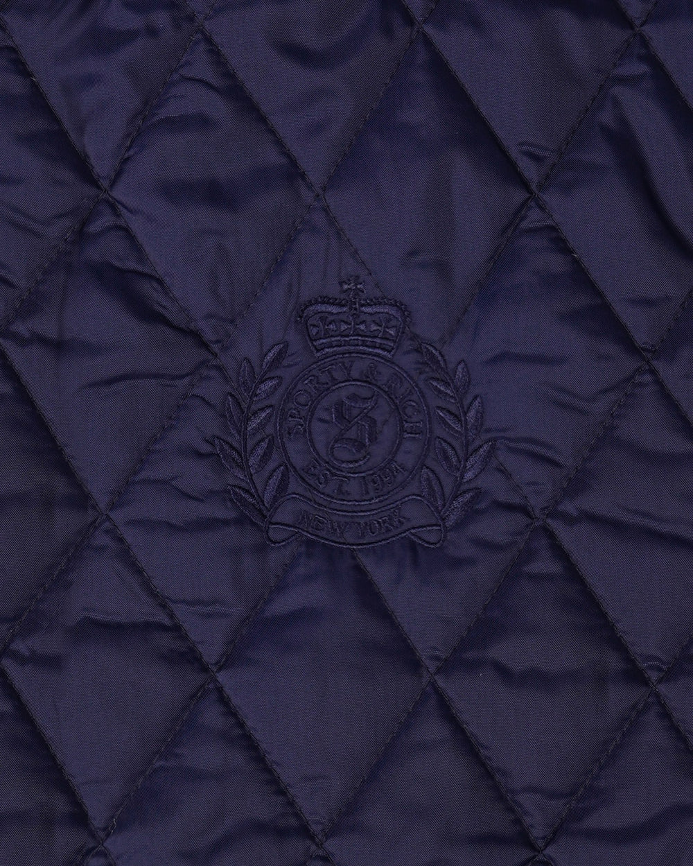 NY Crest Nylon Quilted Jacket - Navy/Tan Sporty & Rich Sale