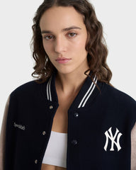 Yankees Curve Wool Varsity Jacket - Navy/Ecru Sporty & Rich For Sale