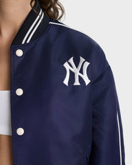 Yankees Curve Nylon Varsity Jacket - Navy/White Sporty & Rich Outlet