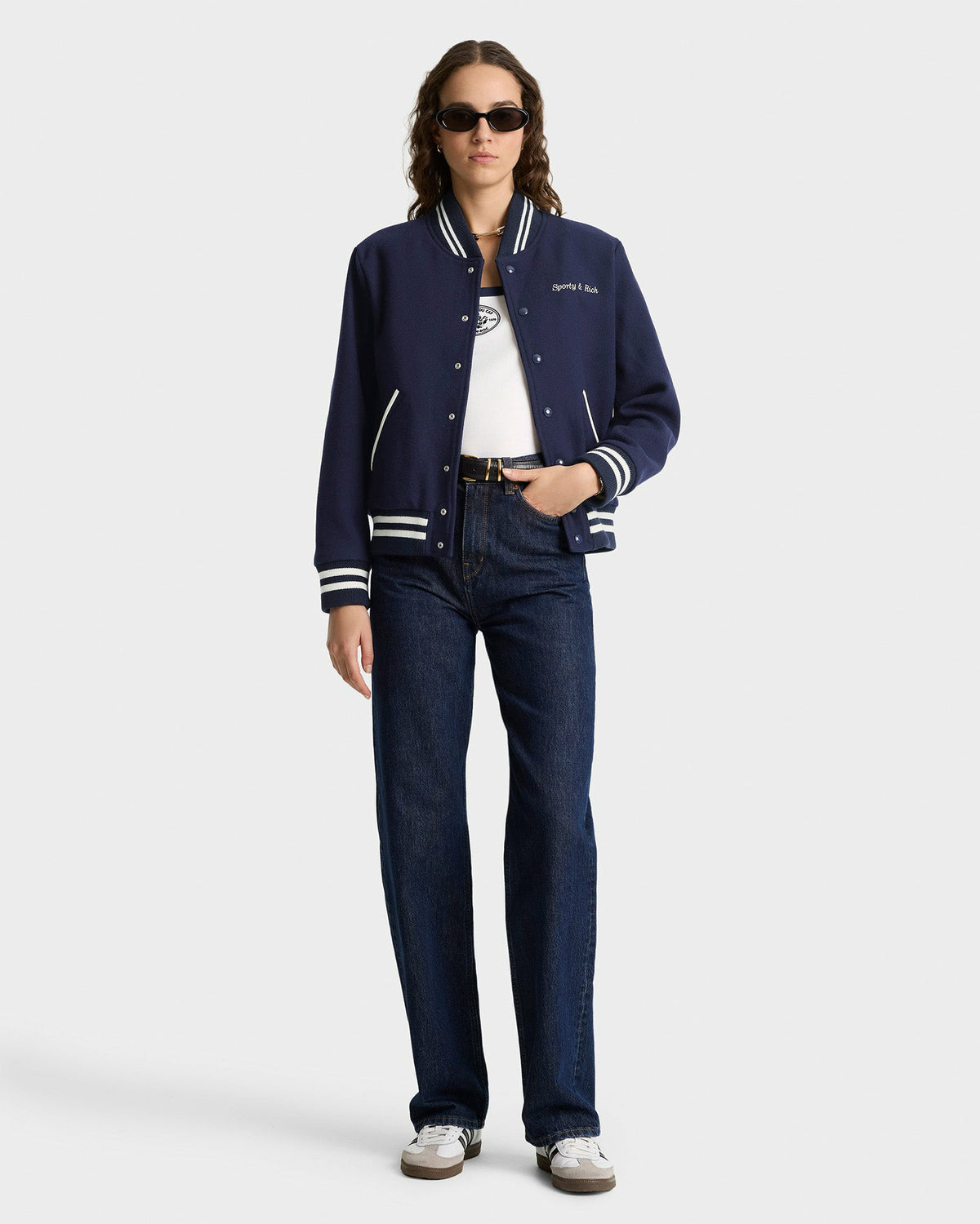 Eden Crest Varsity Jacket Women - Navy/White Sporty & Rich US