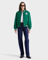 Royal Club Nylon Varsity Jacket - Spring Green/White Sporty & Rich Sale
