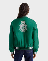 Royal Club Nylon Varsity Jacket - Spring Green/White Sporty & Rich Sale