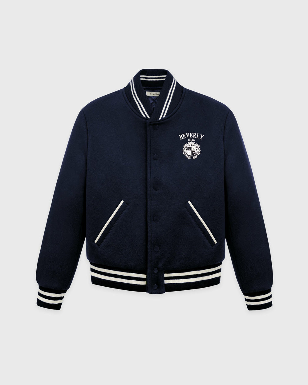 BH Crest Wool Varsity Jacket - Navy/White Sporty & Rich Online