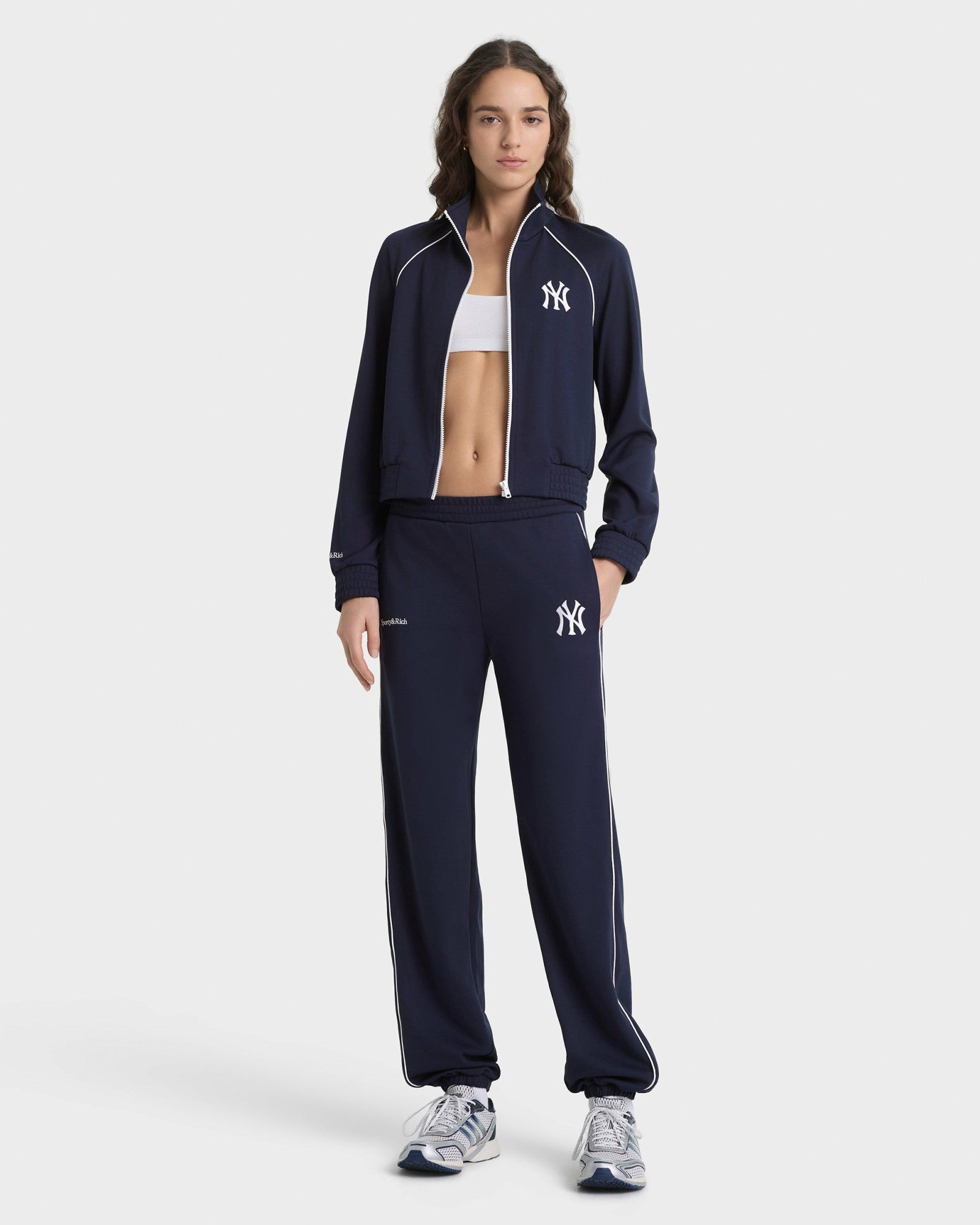 Heritage Yankees Serif Retro Track Jacket - Navy/White Sporty & Rich Discount