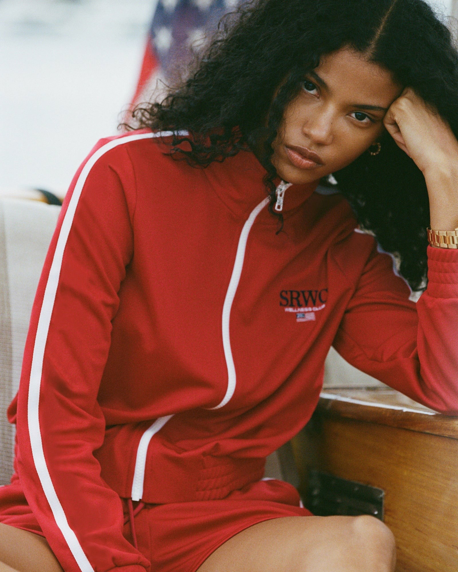 Nautical Elio Track Jacket - Ruby Sporty & Rich Outlet