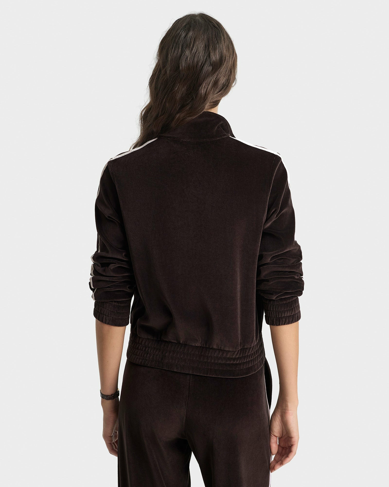 NY Crest Elio Velour Track Jacket - Chocolate Sporty & Rich US