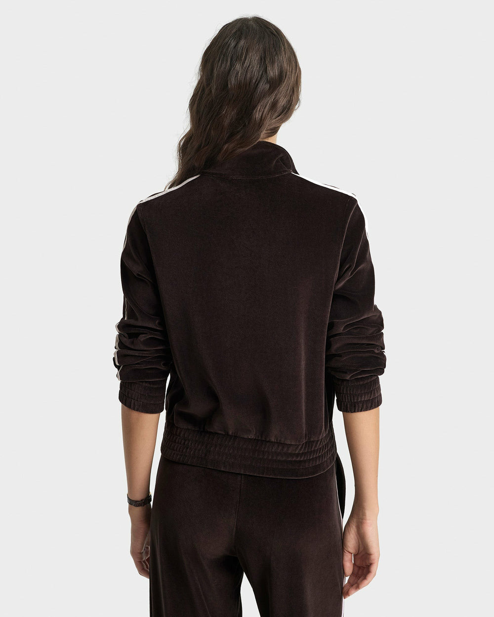 NY Crest Elio Velour Track Jacket - Chocolate Sporty & Rich US