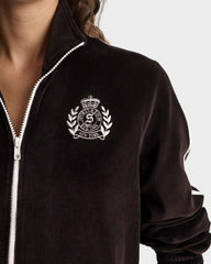 NY Crest Elio Velour Track Jacket - Chocolate Sporty & Rich US