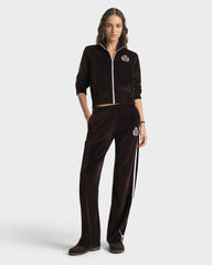 NY Crest Elio Velour Track Jacket - Chocolate Sporty & Rich US