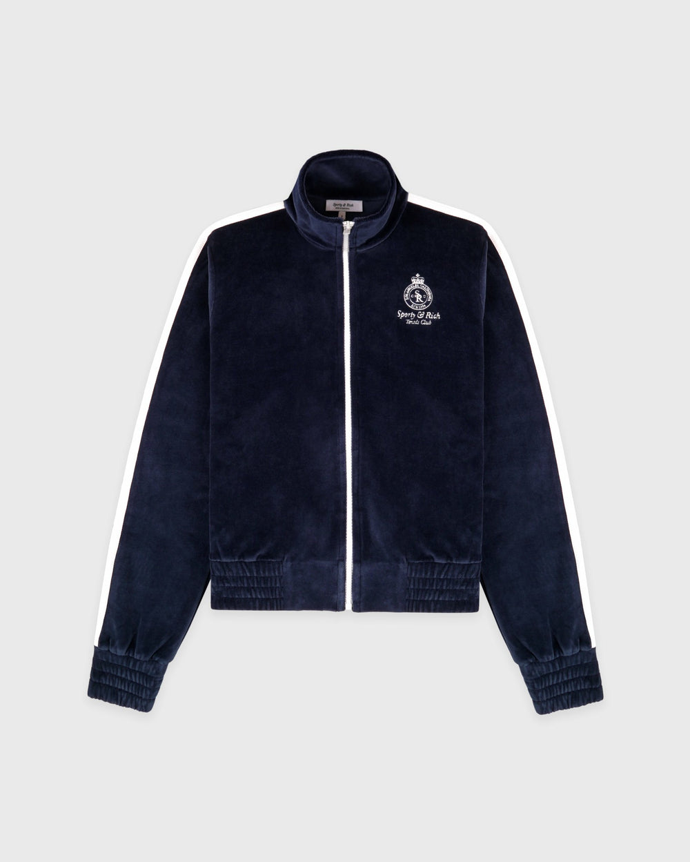 Crown Tennis Elio Velour Track Jacket - Navy/Ecru Sporty & Rich Sale