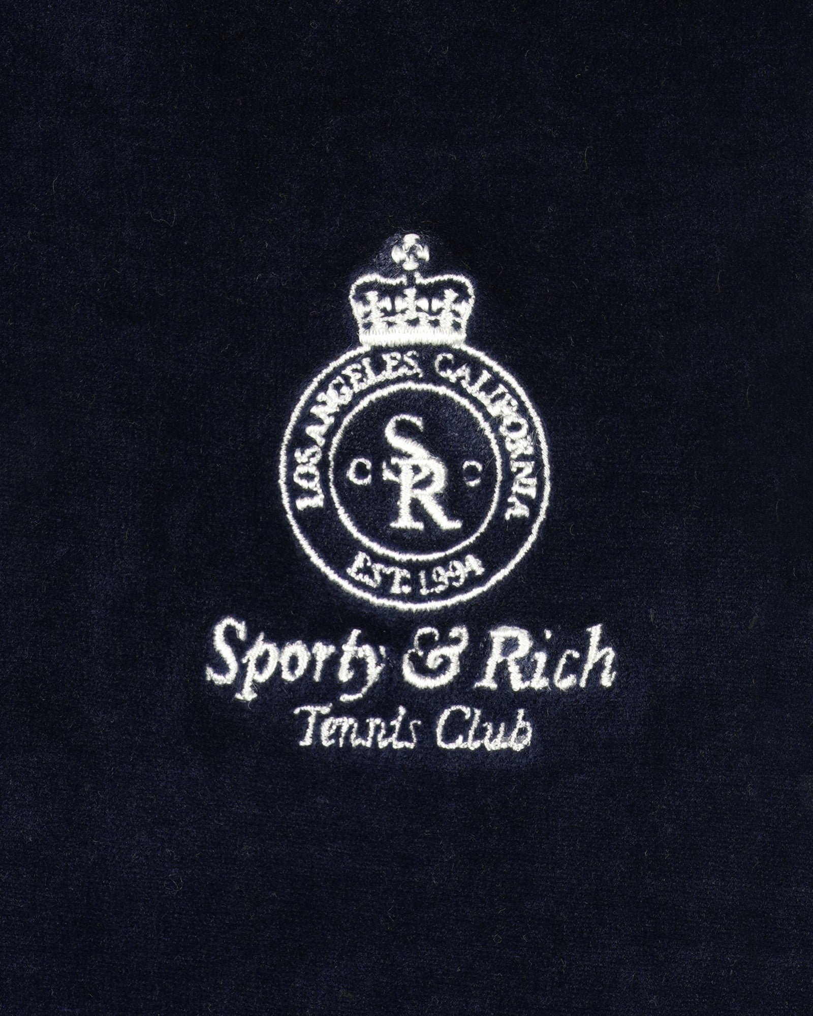 Crown Tennis Elio Velour Track Jacket - Navy/Ecru Sporty & Rich Sale