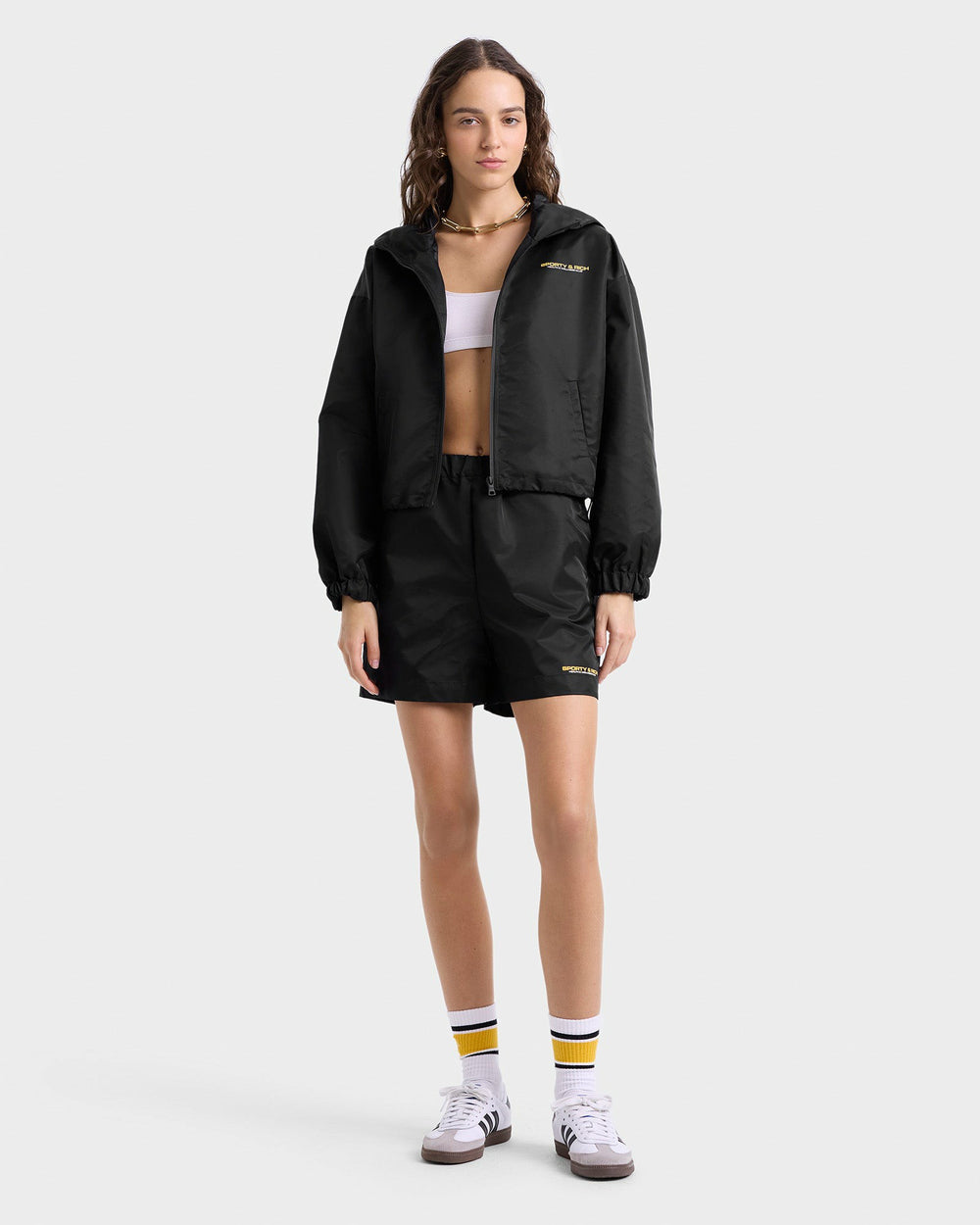 Bold Health Nylon Windbreaker - Black/Gold Sporty & Rich Online