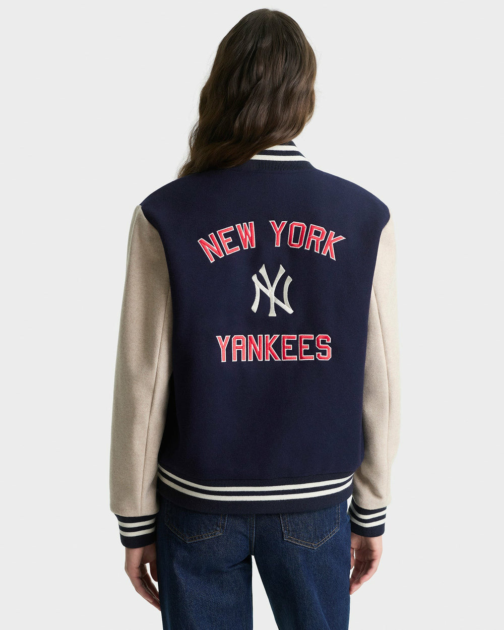 Homerun Wool Varsity Jacket - Navy/Cream Sporty & Rich Outlet