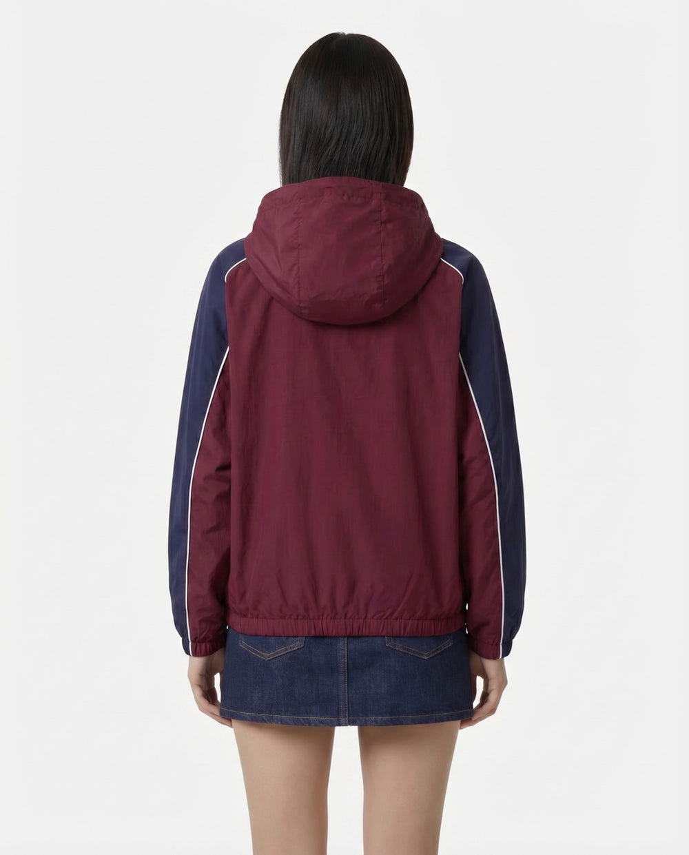 Signature Logo Gym Jacket - Bordeaux/White/Navy Sporty & Rich US