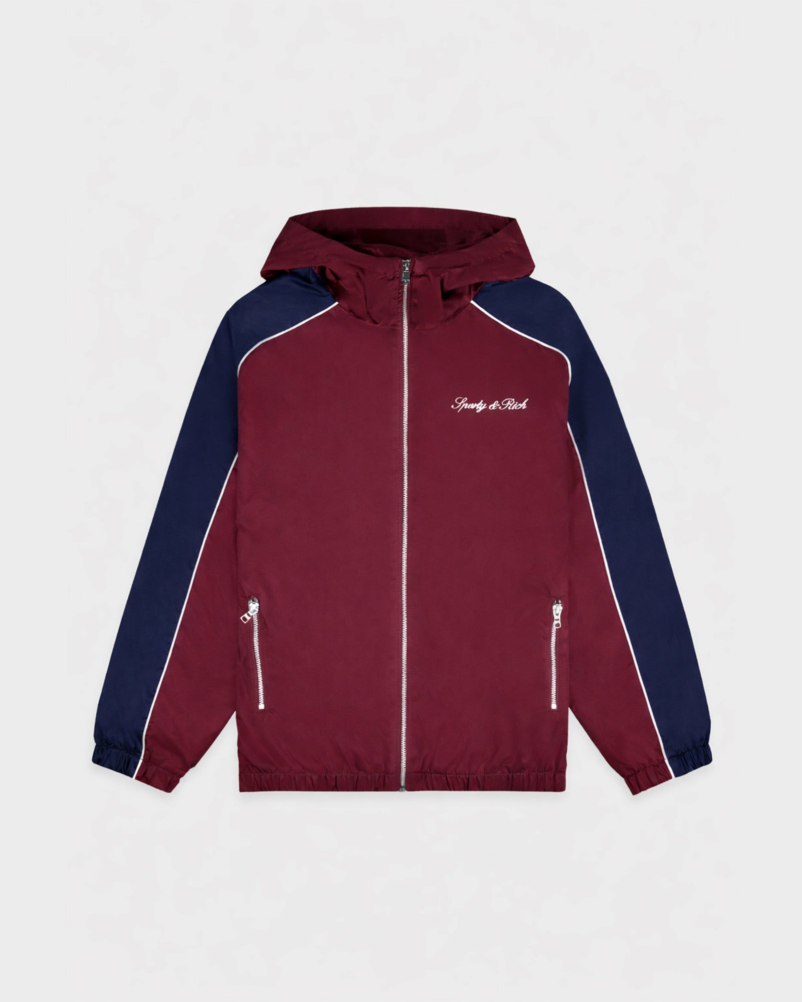 Signature Logo Gym Jacket - Bordeaux/White/Navy Sporty & Rich US