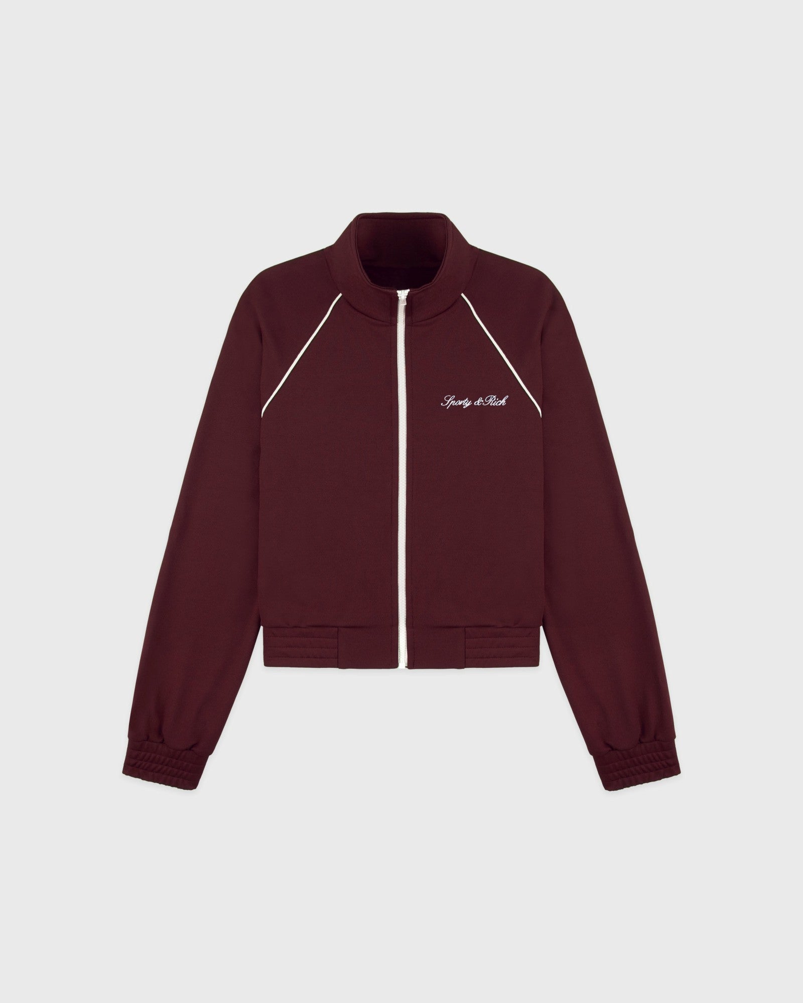Signature Logo Retro Track Jacket - Bordeaux/White Sporty & Rich Sale